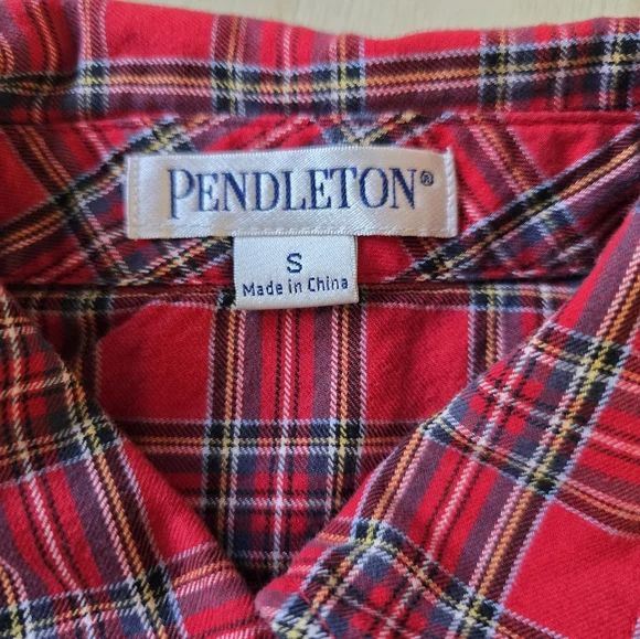 Pendleton Tartan Plaid Ruffled Button Up Size Small - Picture 10 of 11